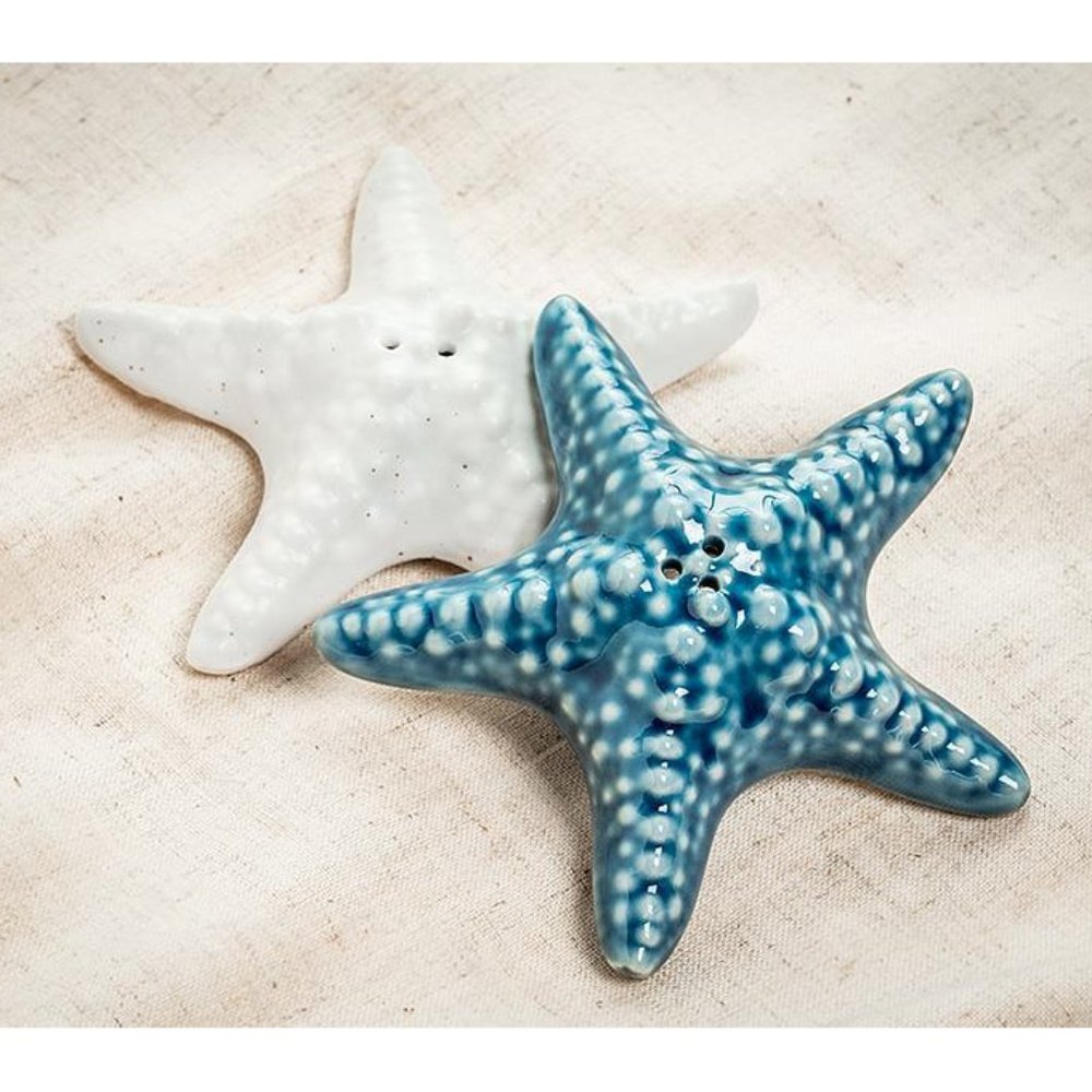 Abbott Collection Coastal Starfish Salt & Pepper Shakers Porcelain Nautical Beac
